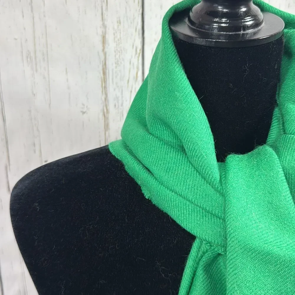 Baby Alpaca 100% Fringe Luxurious Soft Cozy Handmade Knit Kelly Green Scarf
